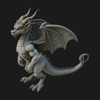 Winged Dragon Statue Design 36 3D Print Model