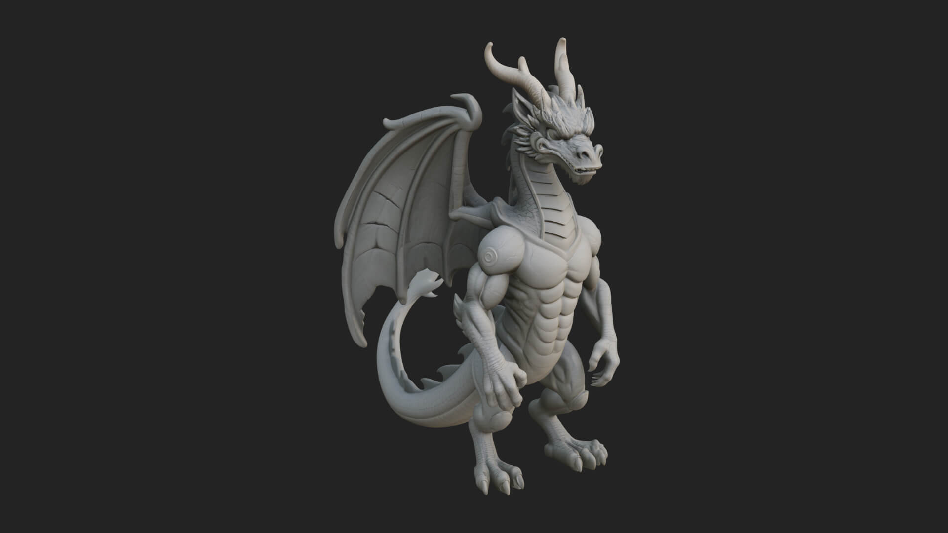 Winged Dragon Statue Design 37 3d Print Model 3D Model