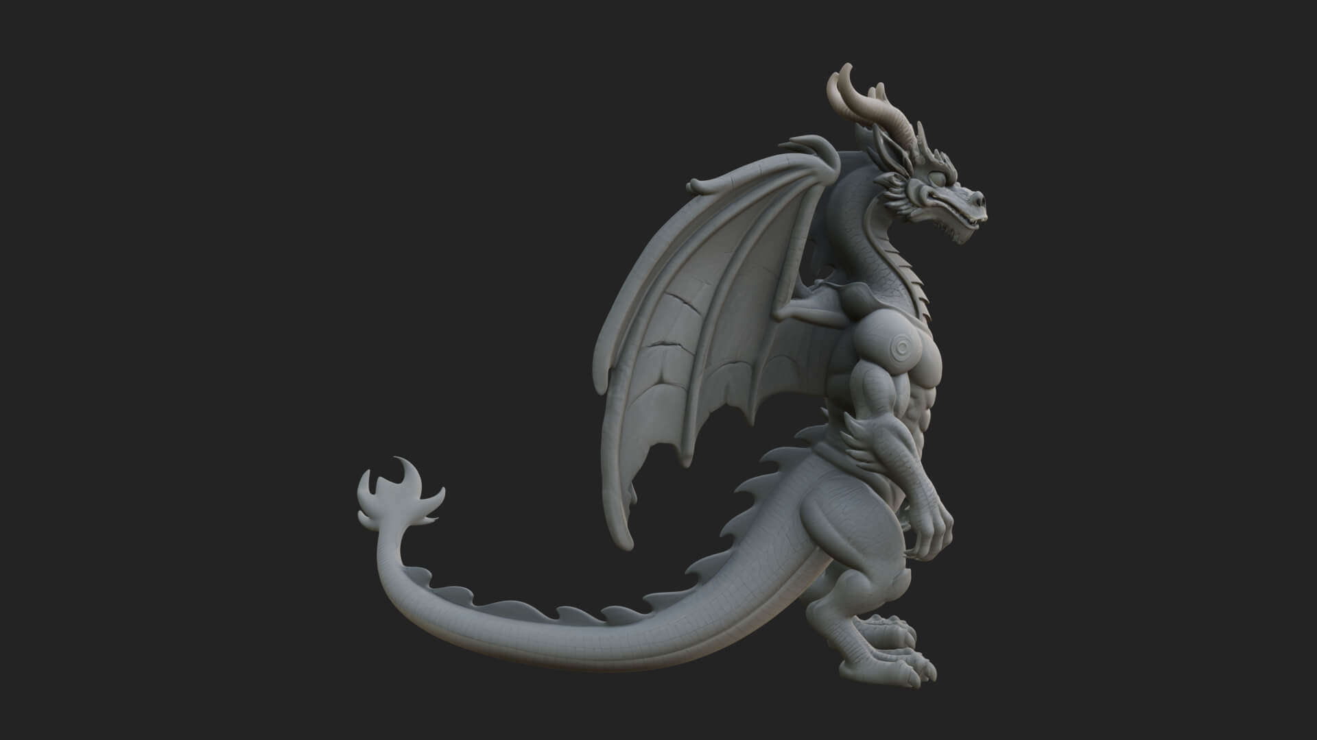 Winged Dragon Statue Design 37 3d Print Model 3D Model