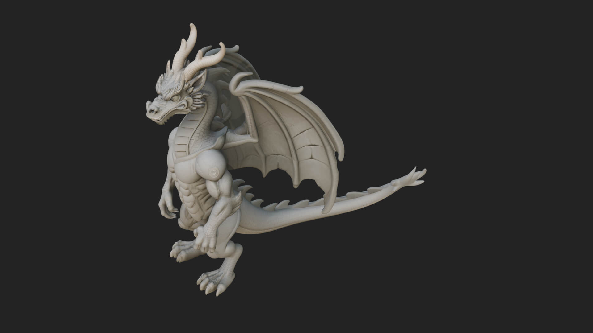Winged Dragon Statue Design 37 3d Print Model 3D Model