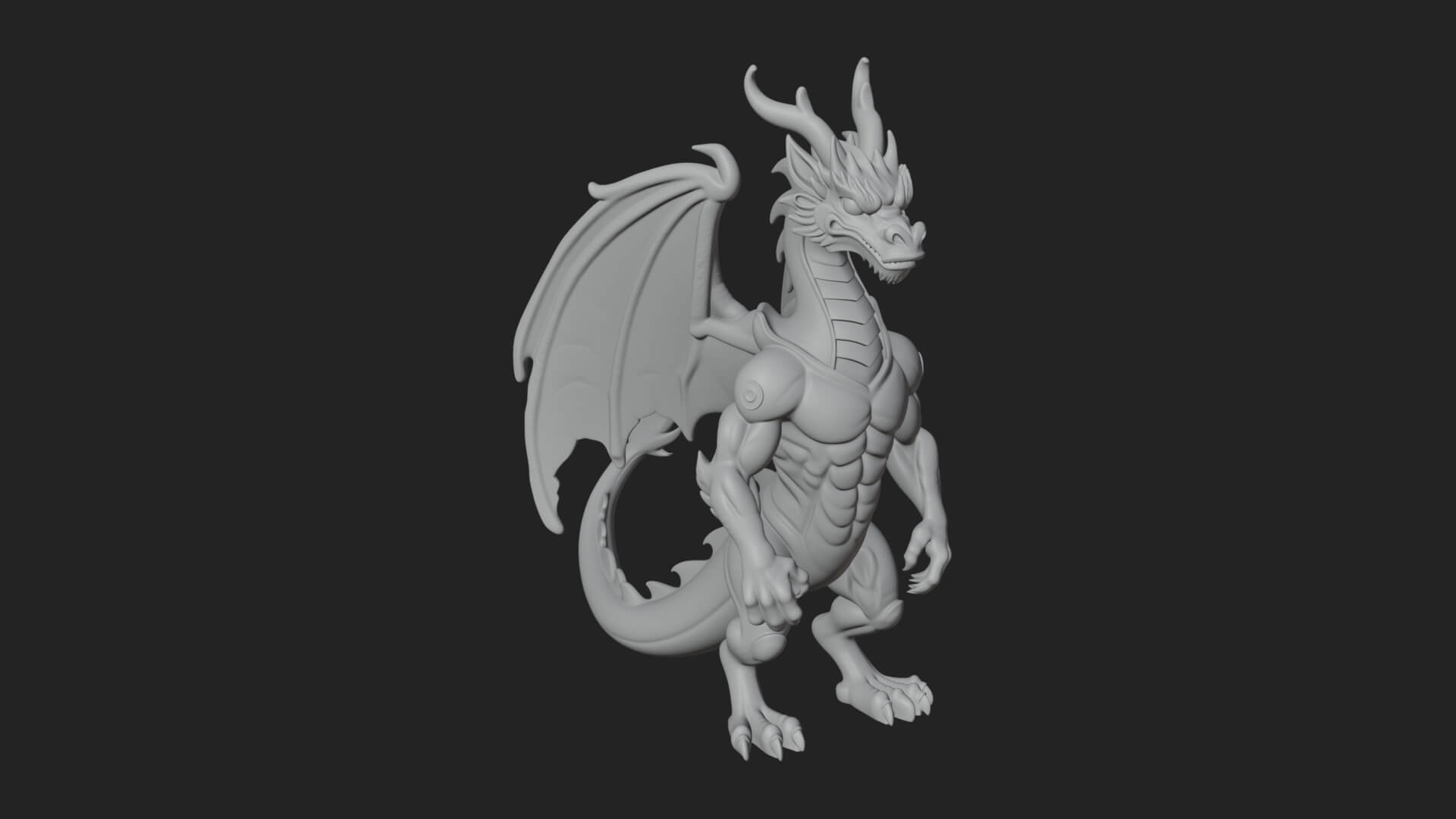 Winged Dragon Statue Design 37 3d Print Model 3D Model