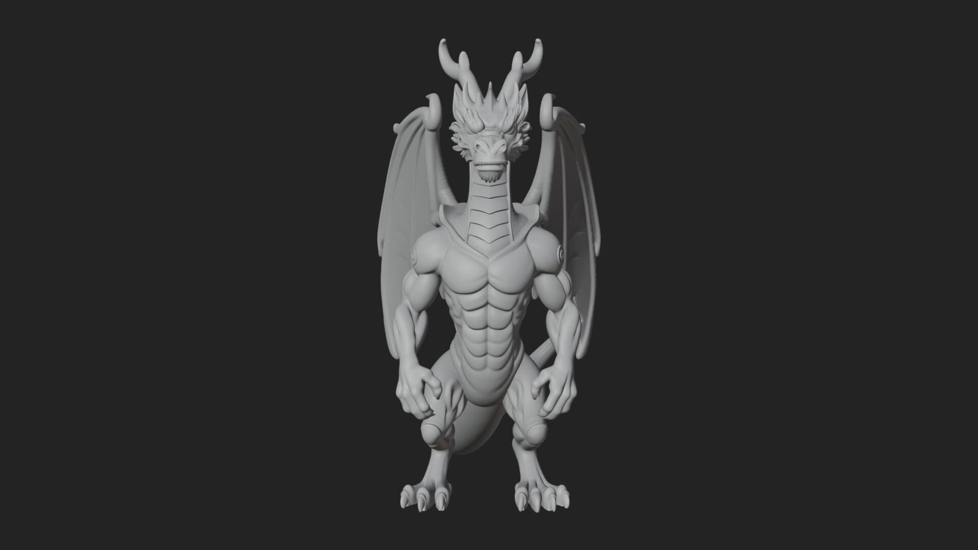 Winged Dragon Statue Design 37 3d Print Model 3D Model
