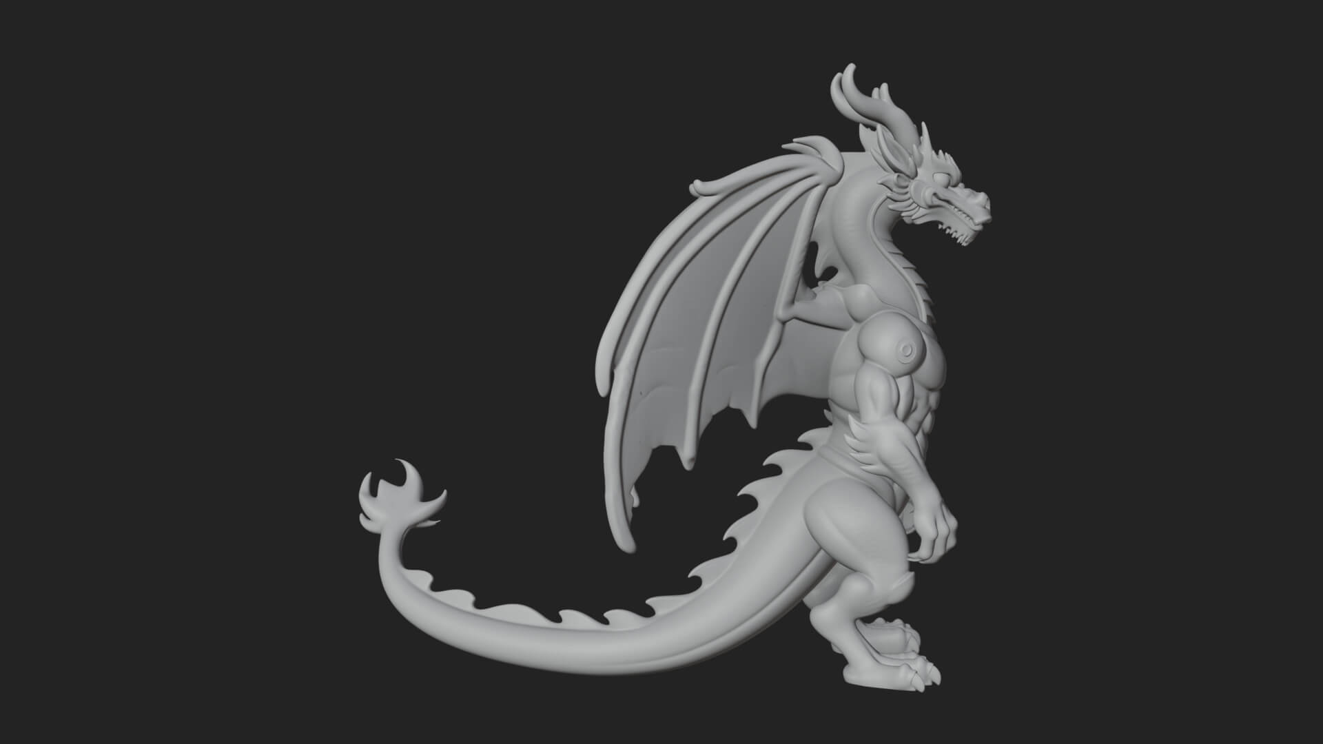 Winged Dragon Statue Design 37 3d Print Model 3D Model