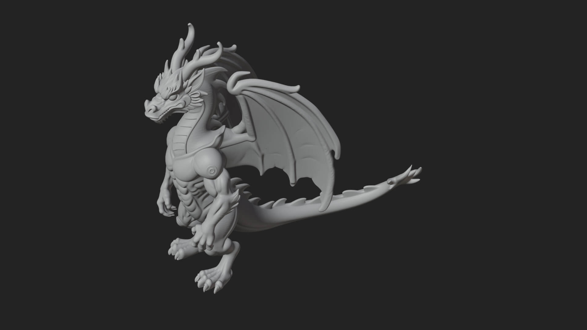 Winged Dragon Statue Design 37 3d Print Model 3D Model