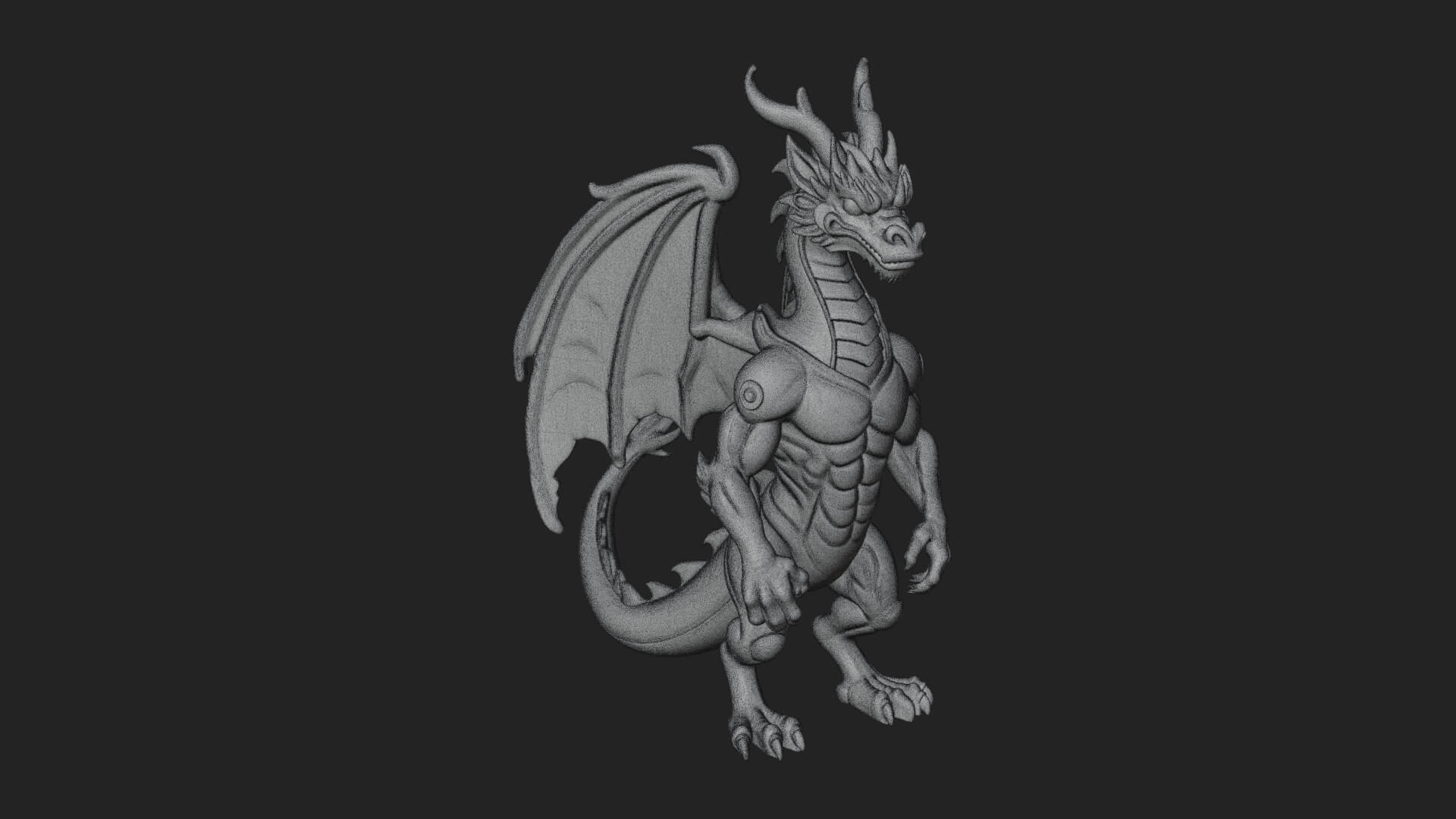 Winged Dragon Statue Design 37 3d Print Model 3D Model