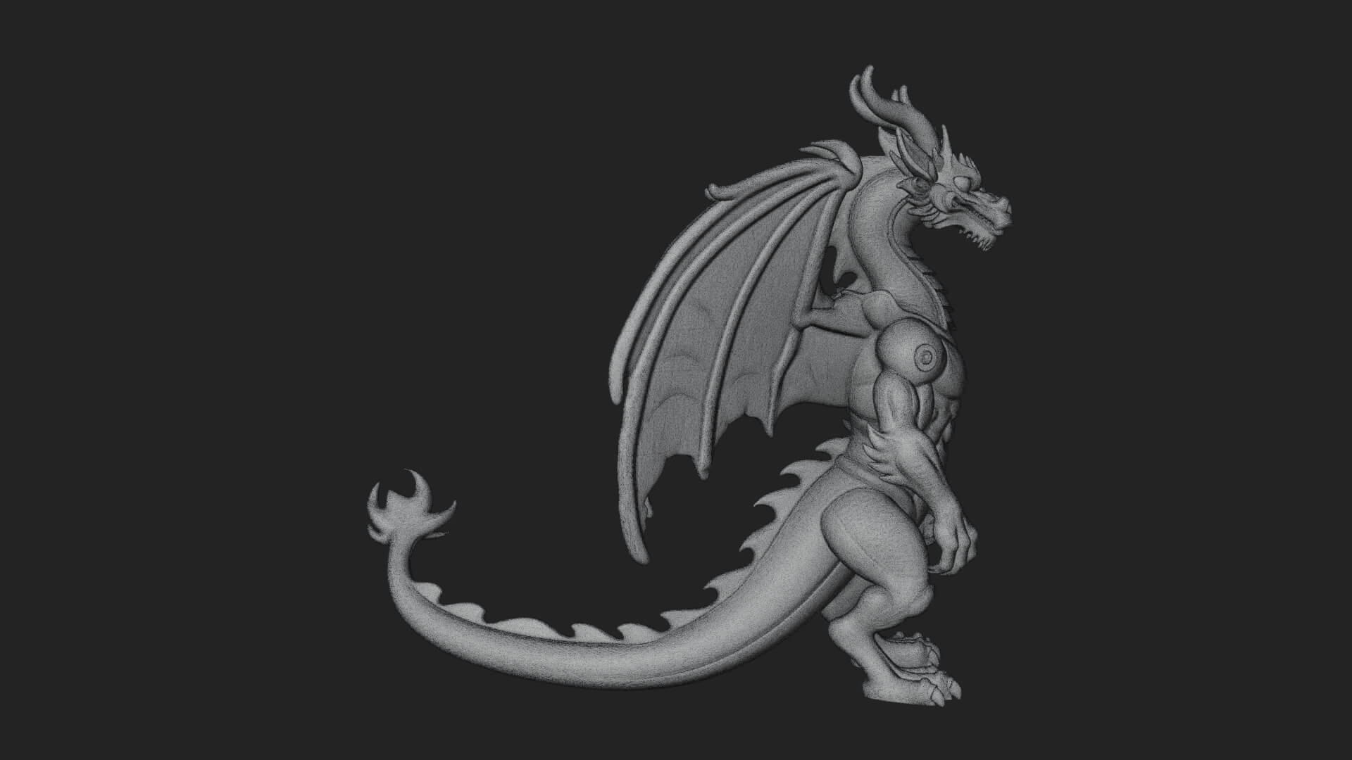 Winged Dragon Statue Design 37 3d Print Model 3D Model