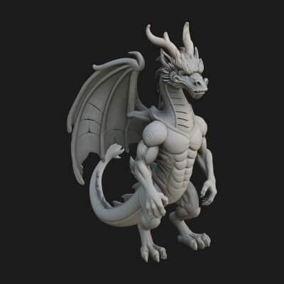 Winged Dragon Statue Design 37 3d Print Model