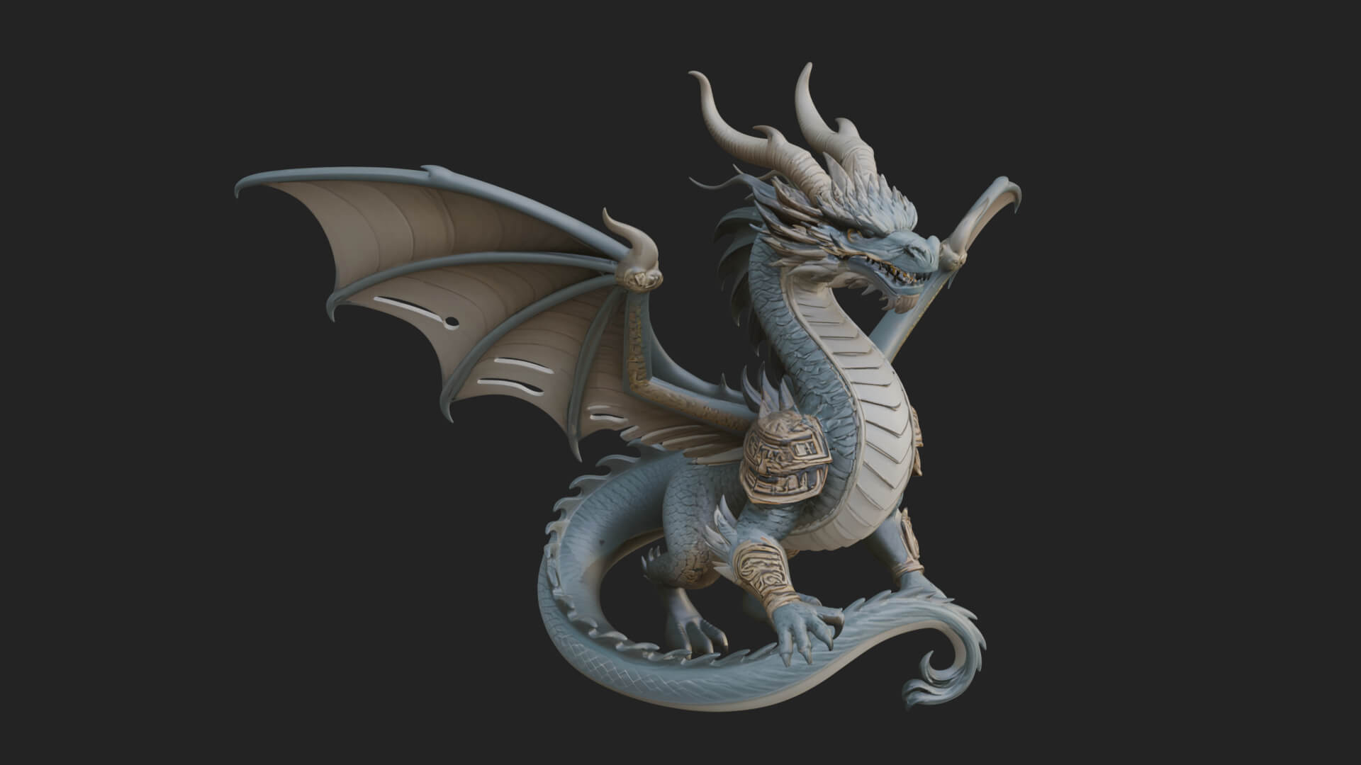 Winged Dragon Statue Design 38 3D Print Model 3D Model