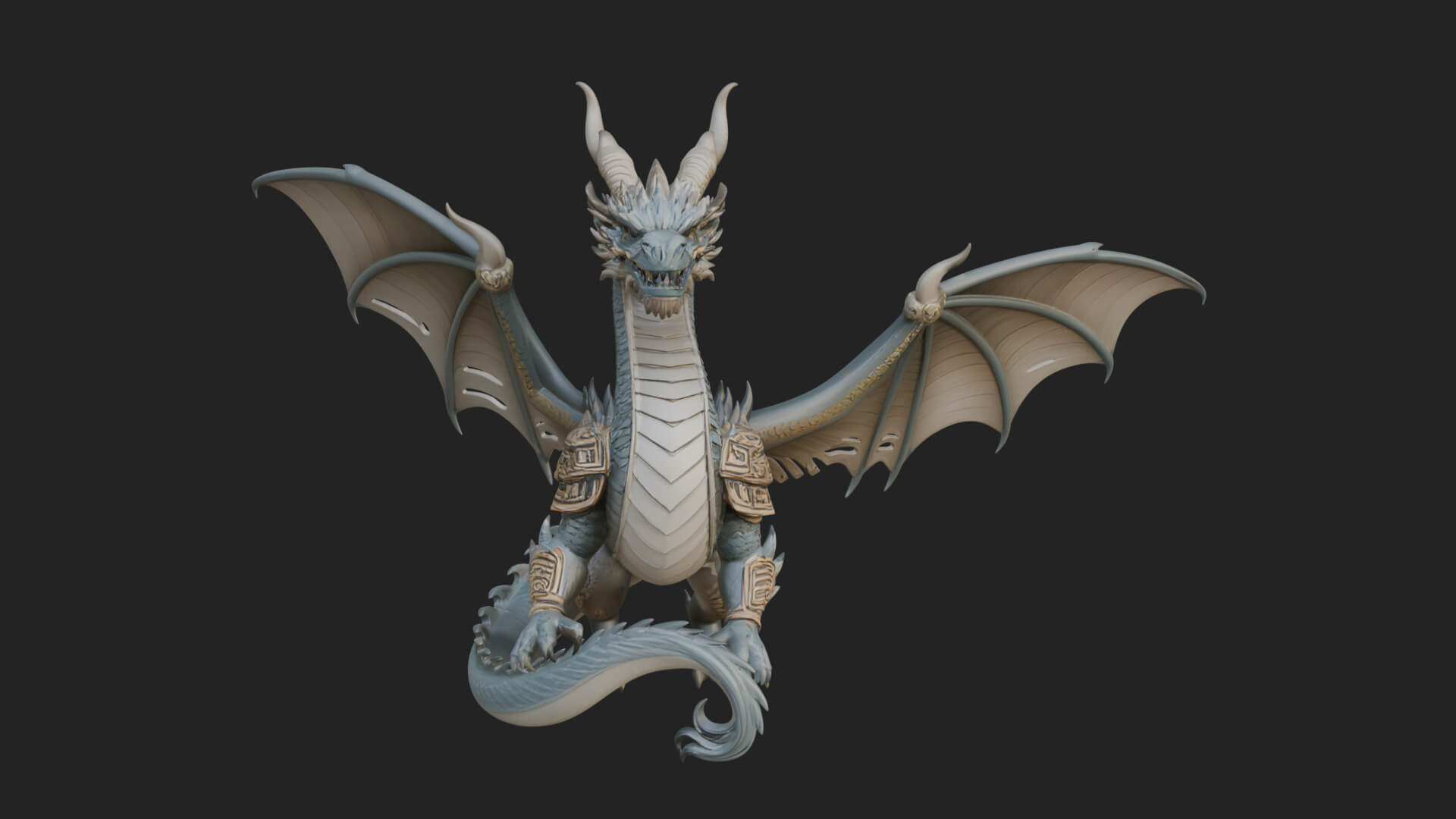 Winged Dragon Statue Design 38 3D Print Model 3D Model