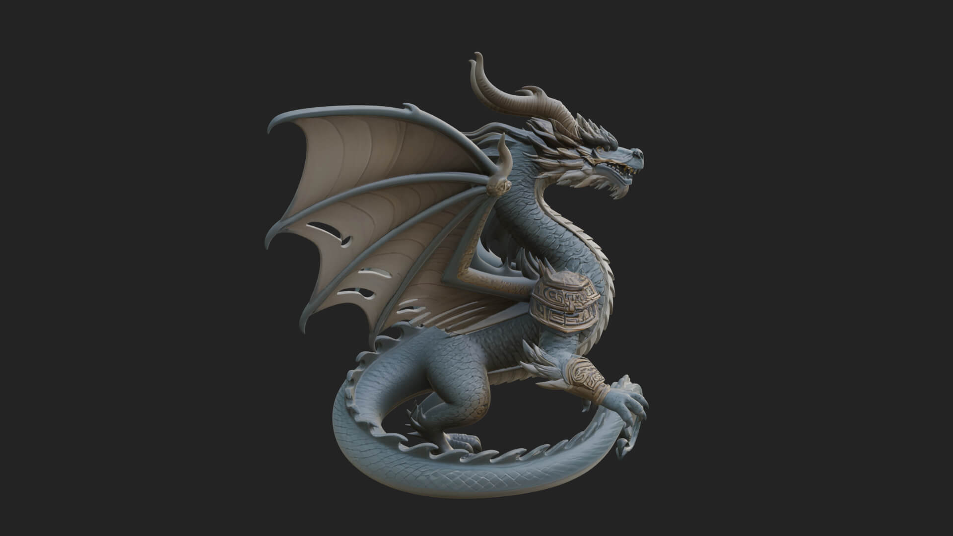 Winged Dragon Statue Design 38 3D Print Model 3D Model