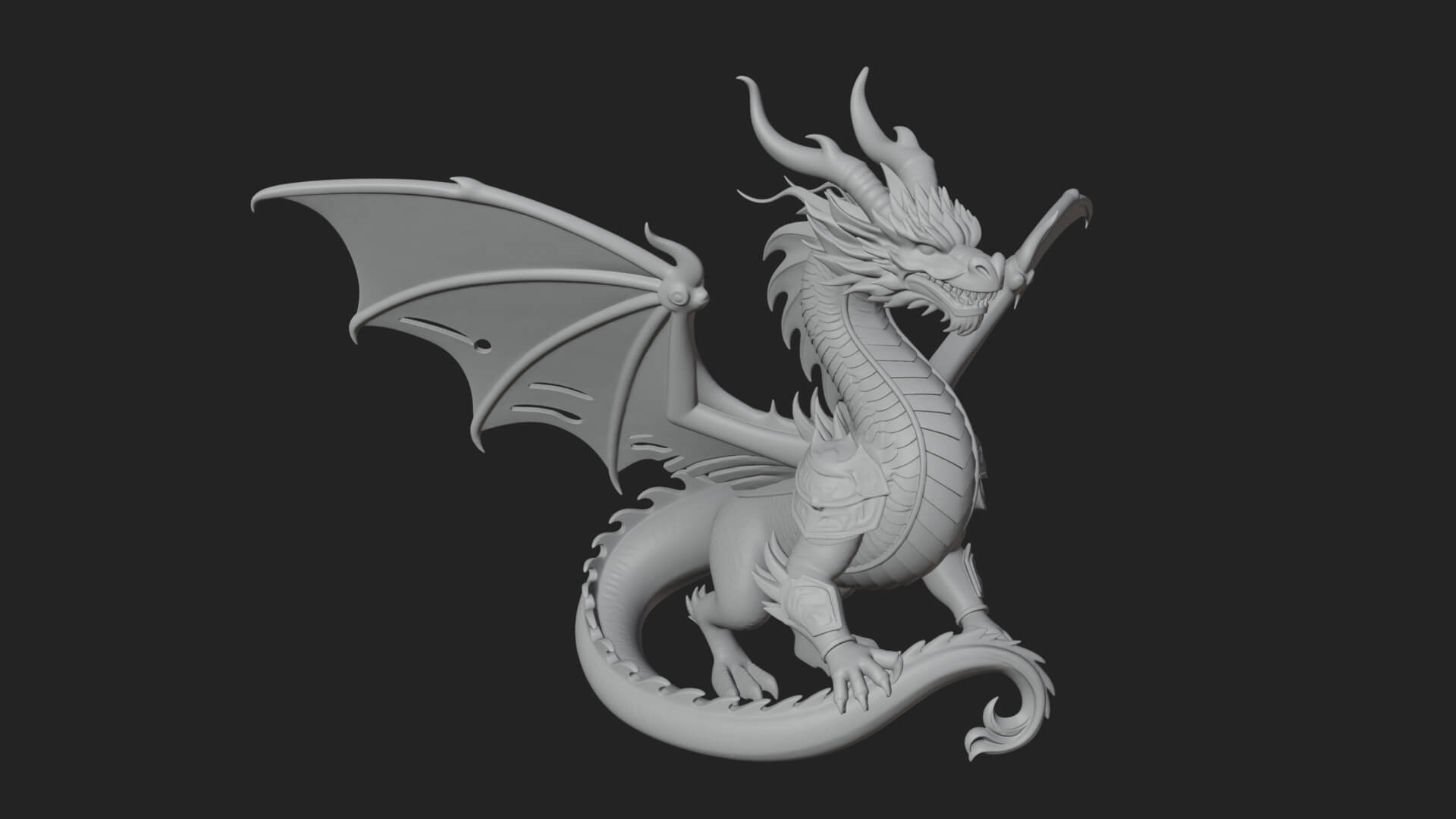 Winged Dragon Statue Design 38 3D Print Model 3D Model