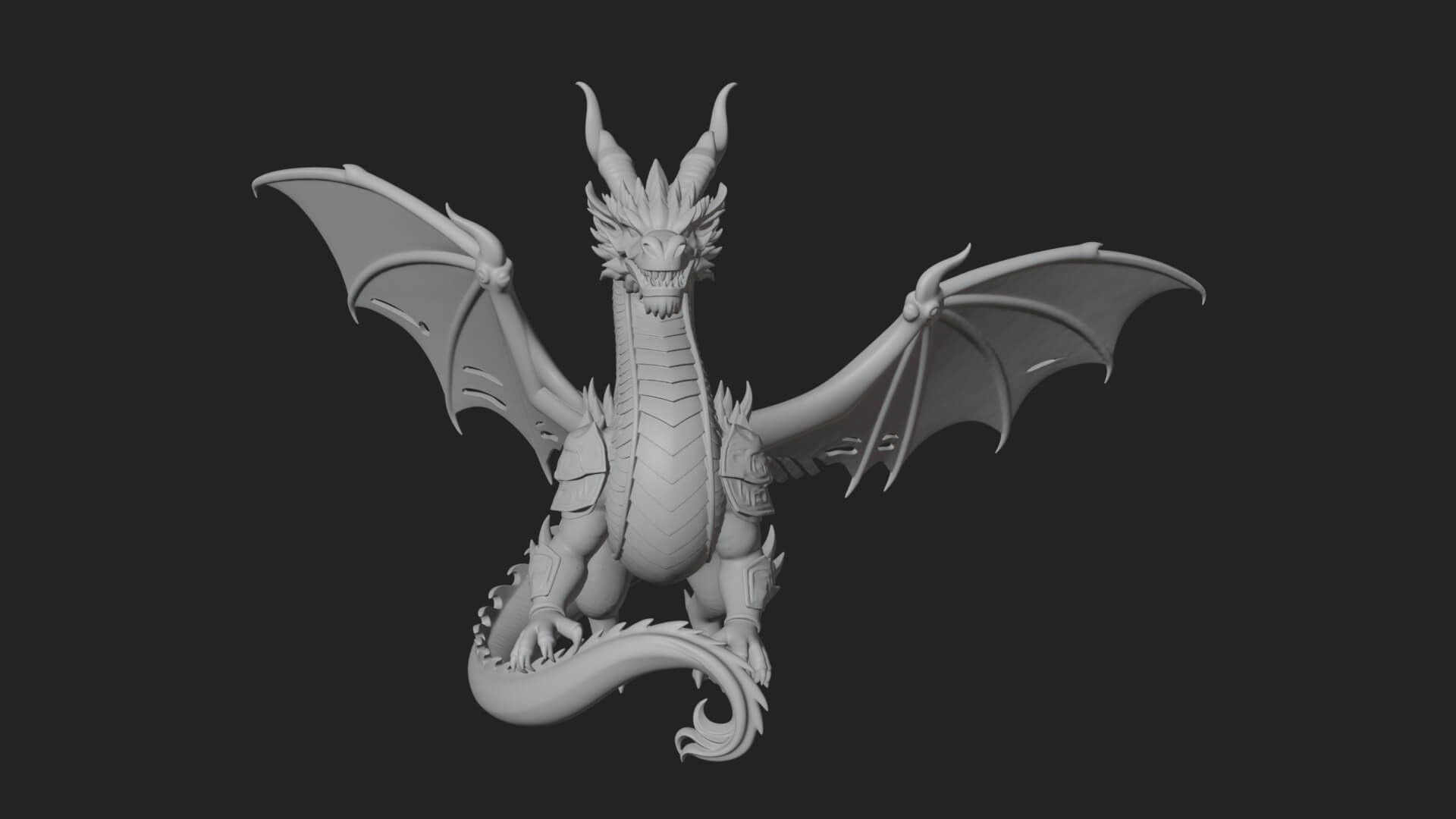 Winged Dragon Statue Design 38 3D Print Model 3D Model