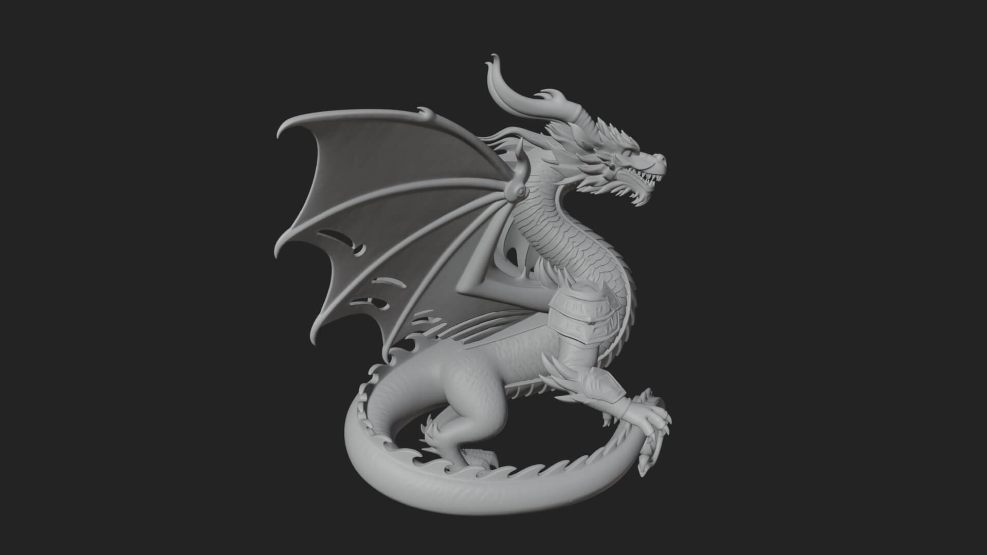 Winged Dragon Statue Design 38 3D Print Model 3D Model