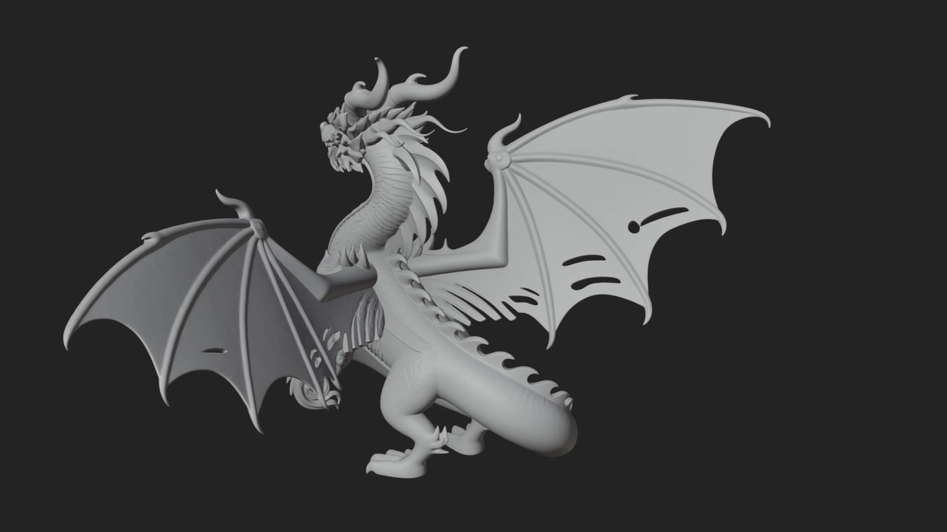 Winged Dragon Statue Design 38 3D Print Model 3D Model