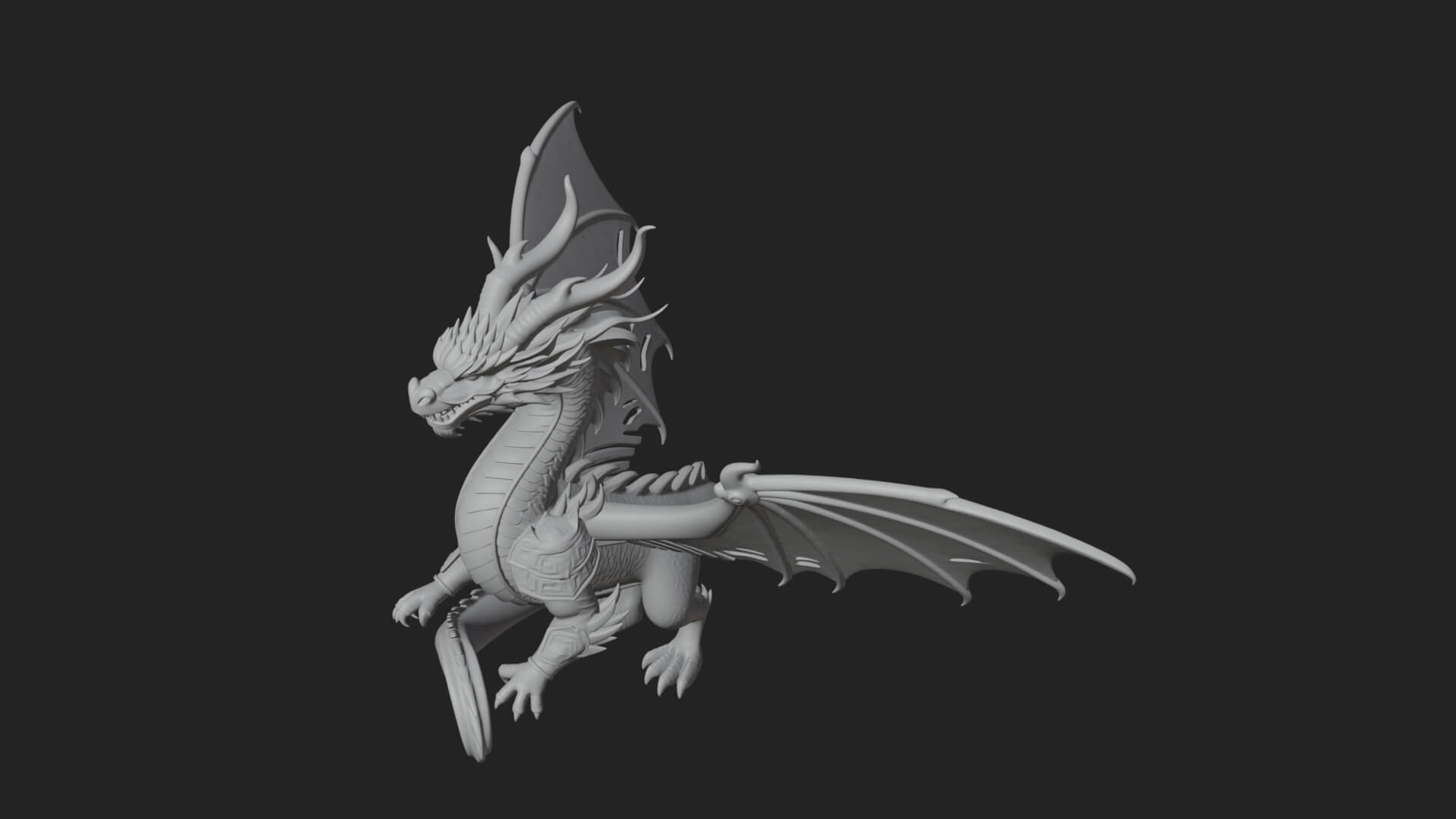 Winged Dragon Statue Design 38 3D Print Model 3D Model