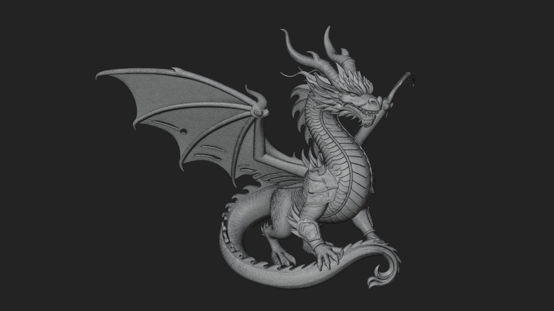 Winged Dragon Statue Design 38 3D Print Model 3D Model