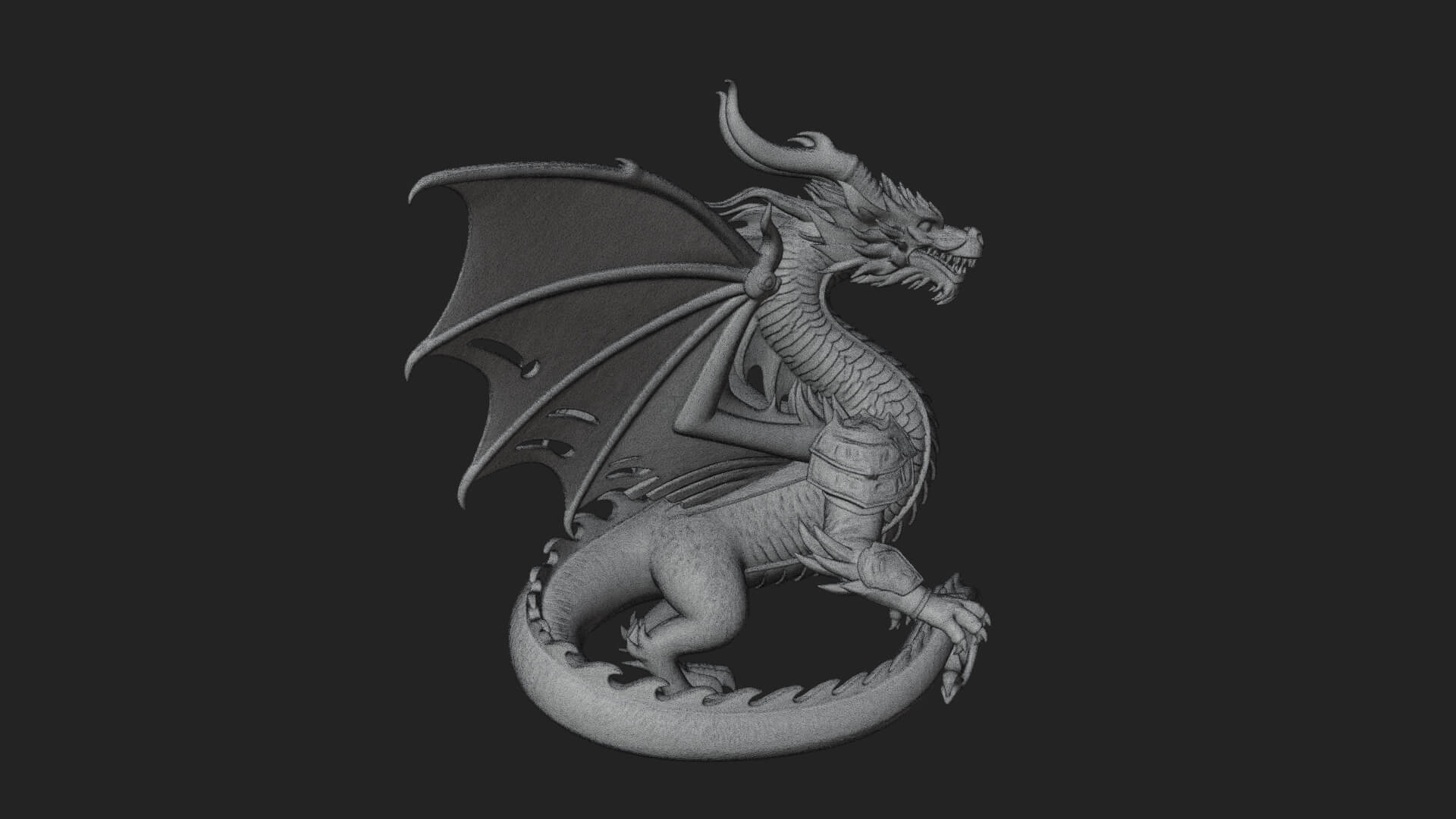 Winged Dragon Statue Design 38 3D Print Model 3D Model