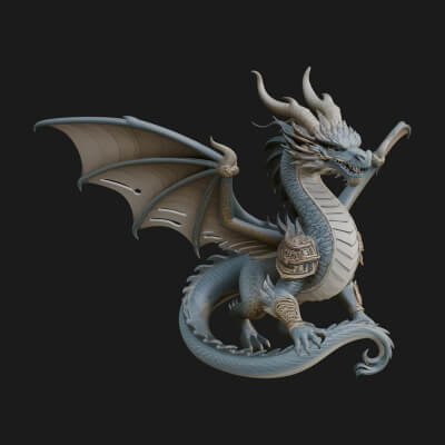 Winged Dragon Statue Design 38 3D Print Model