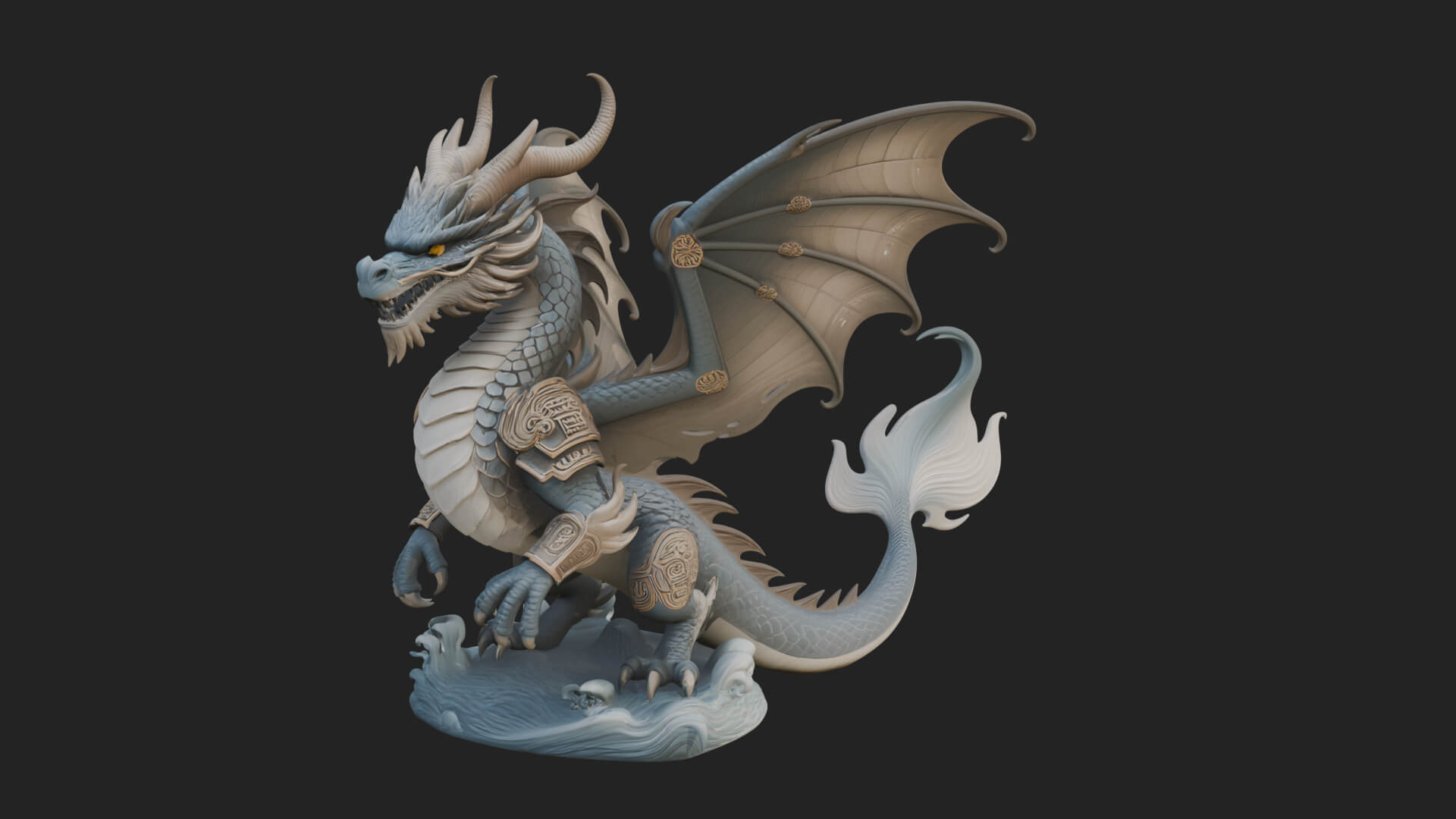 Winged Dragon Statue Design 39 3D Print Model 3D Model