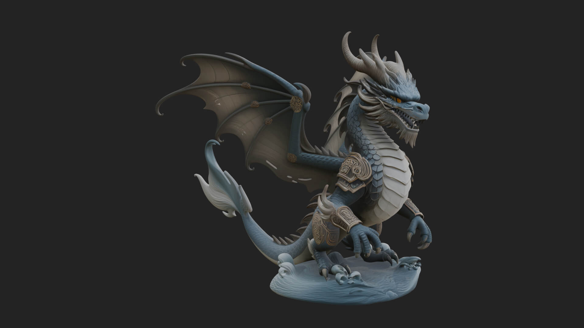 Winged Dragon Statue Design 39 3D Print Model 3D Model