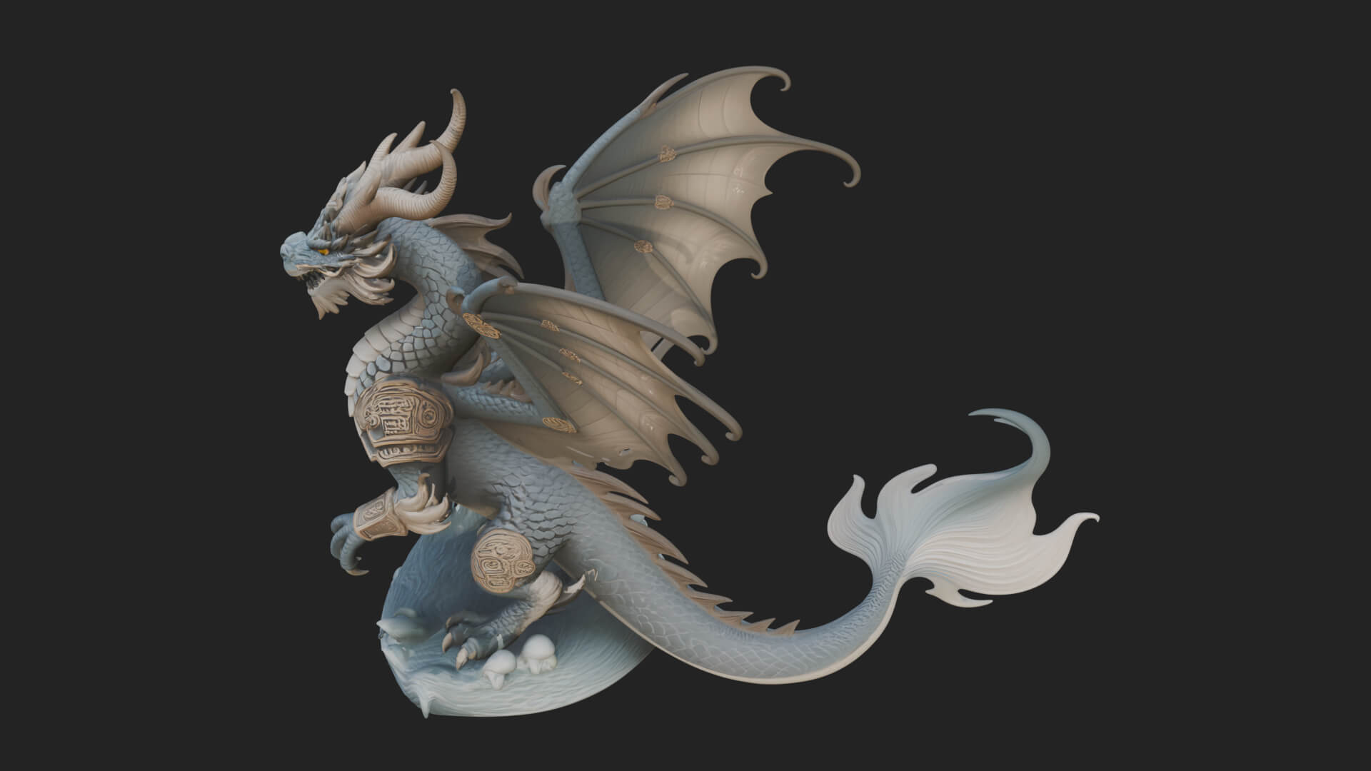 Winged Dragon Statue Design 39 3D Print Model 3D Model