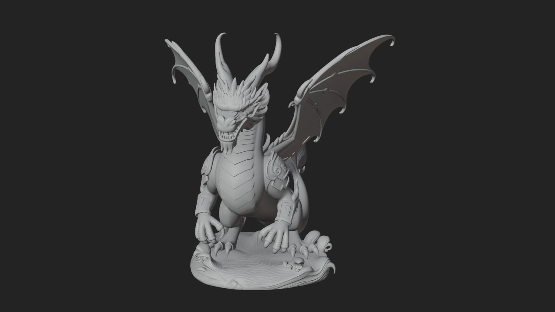 Winged Dragon Statue Design 39 3D Print Model 3D Model