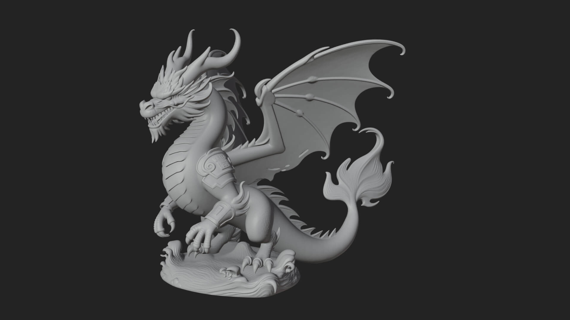 Winged Dragon Statue Design 39 3D Print Model 3D Model