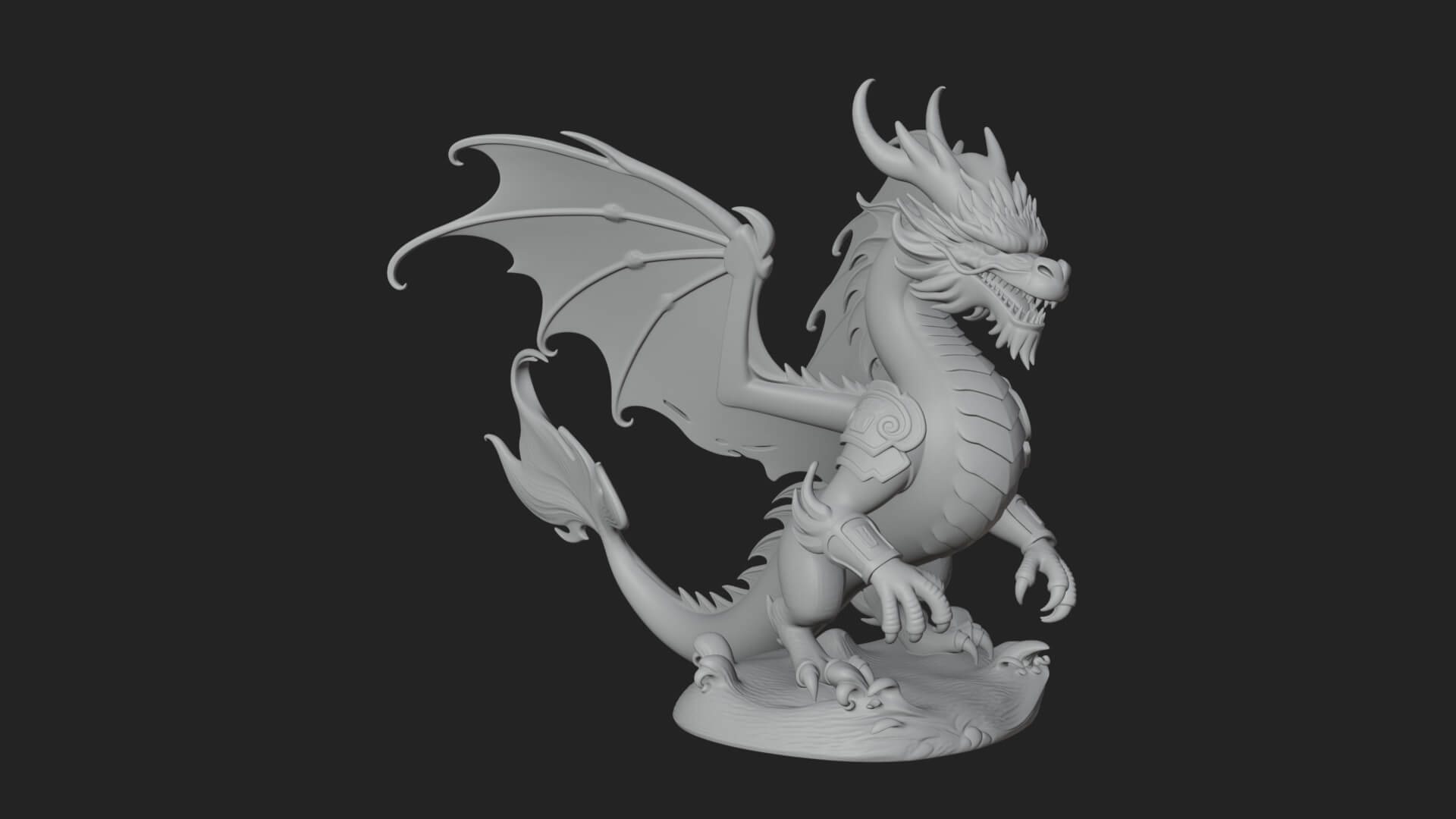 Winged Dragon Statue Design 39 3D Print Model 3D Model