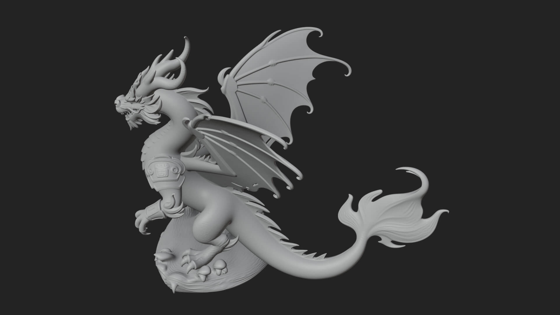 Winged Dragon Statue Design 39 3D Print Model 3D Model