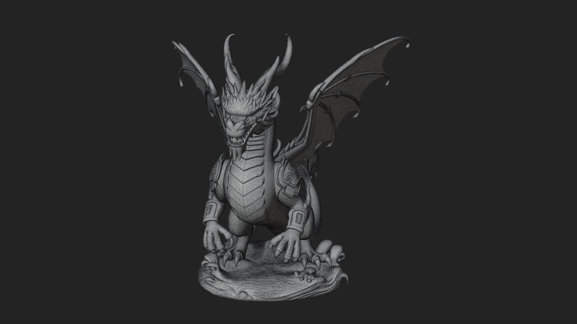 Winged Dragon Statue Design 39 3D Print Model 3D Model