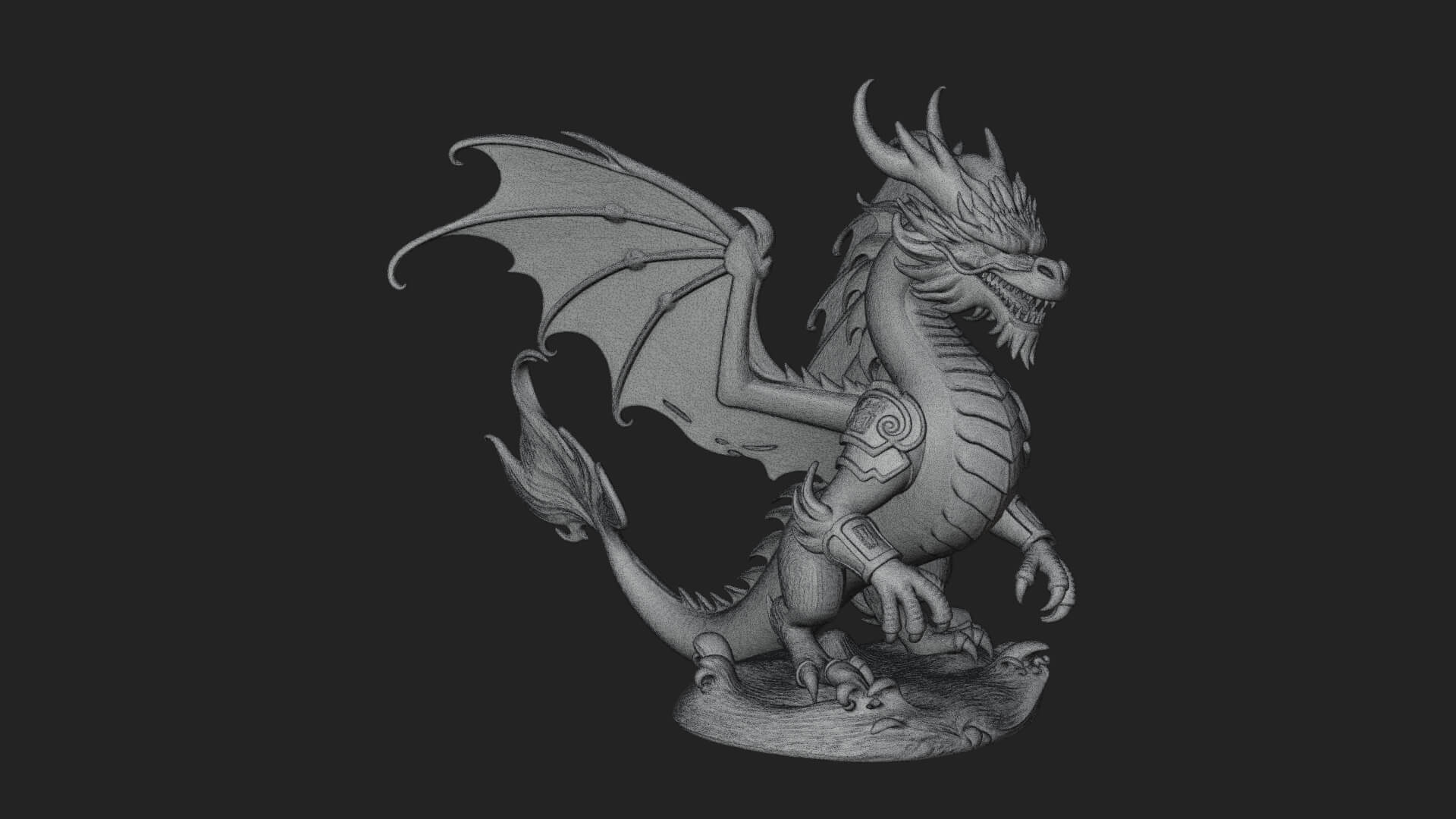 Winged Dragon Statue Design 39 3D Print Model 3D Model