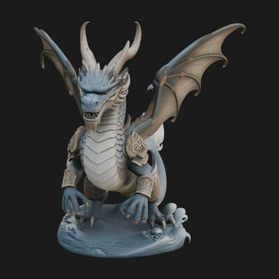 Winged Dragon Statue Design 39 3D Print Model