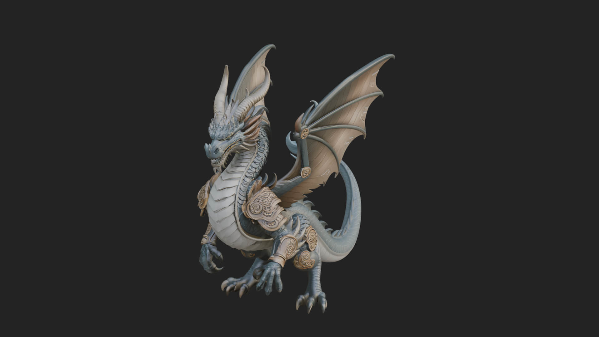 Winged Dragon Statue Design 40 3D Print Model 3D Model