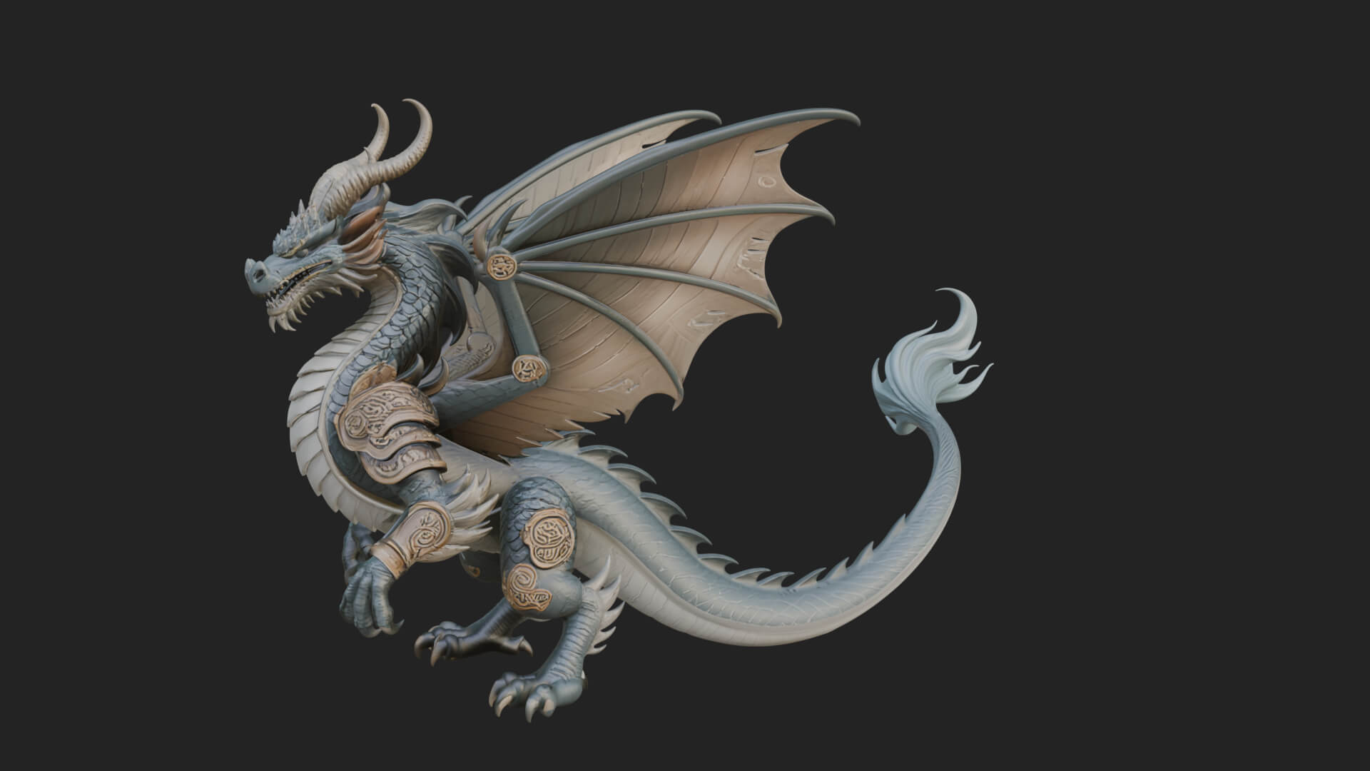 Winged Dragon Statue Design 40 3D Print Model 3D Model