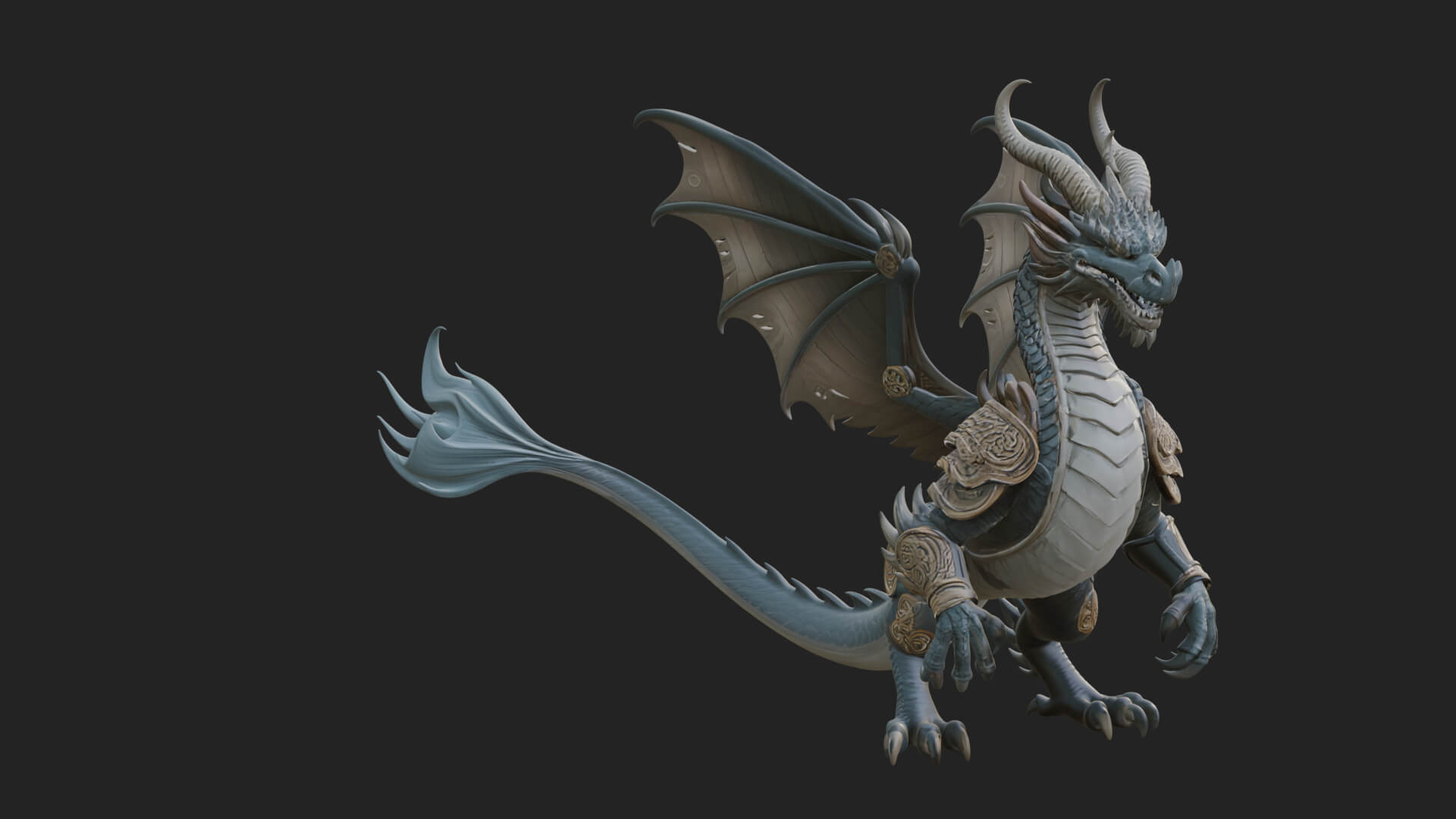 Winged Dragon Statue Design 40 3D Print Model 3D Model