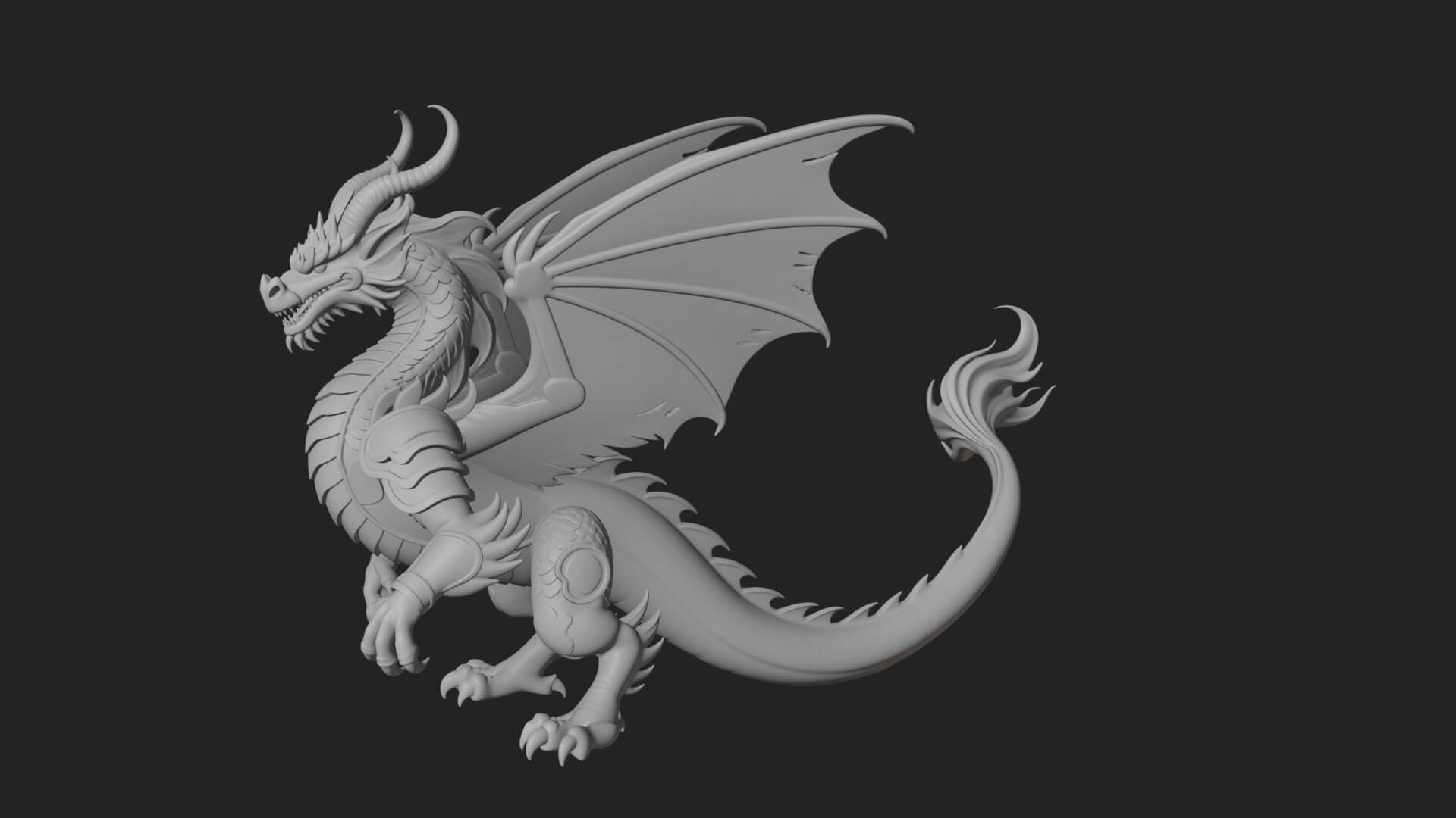 Winged Dragon Statue Design 40 3D Print Model 3D Model