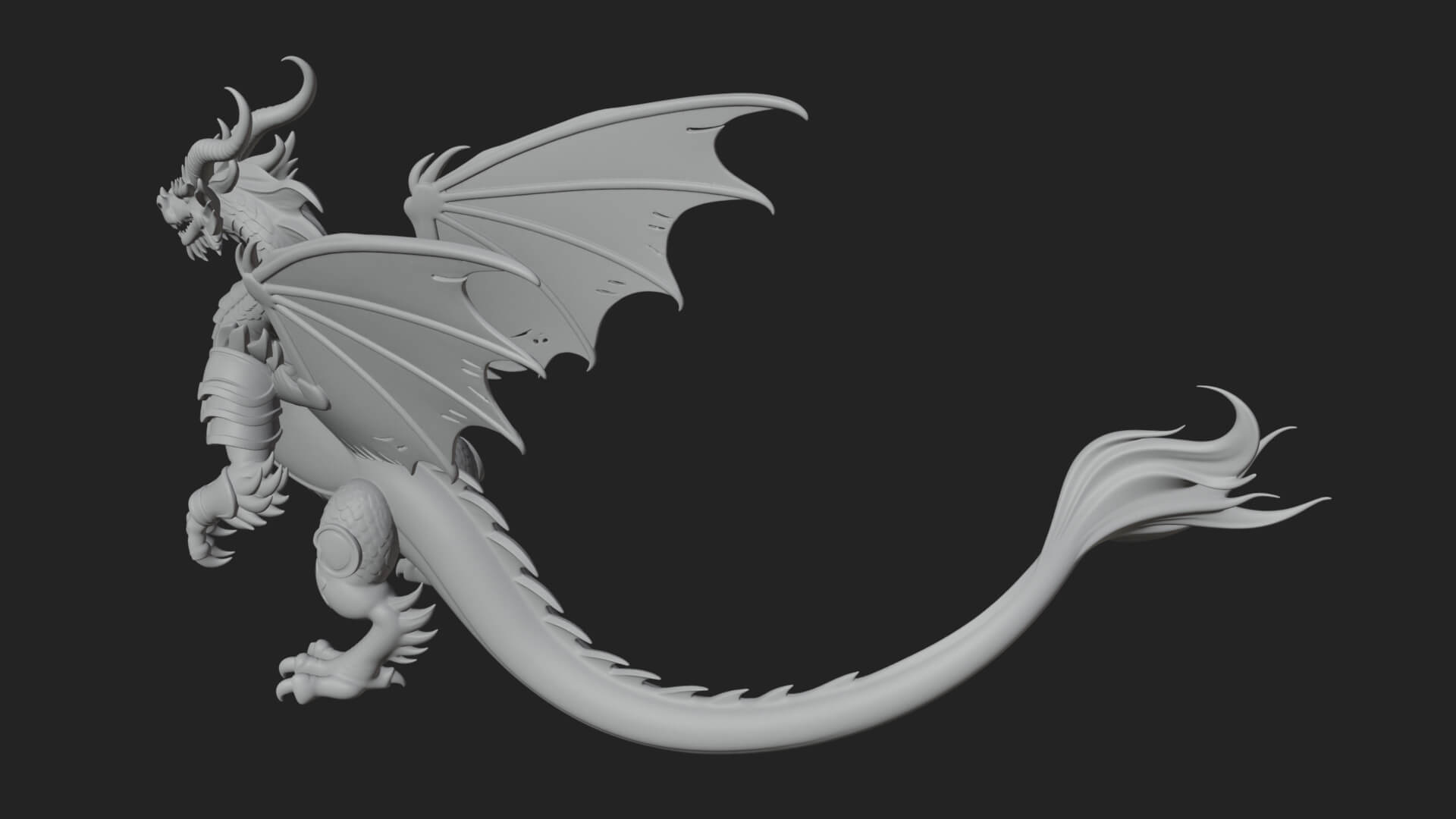 Winged Dragon Statue Design 40 3D Print Model 3D Model