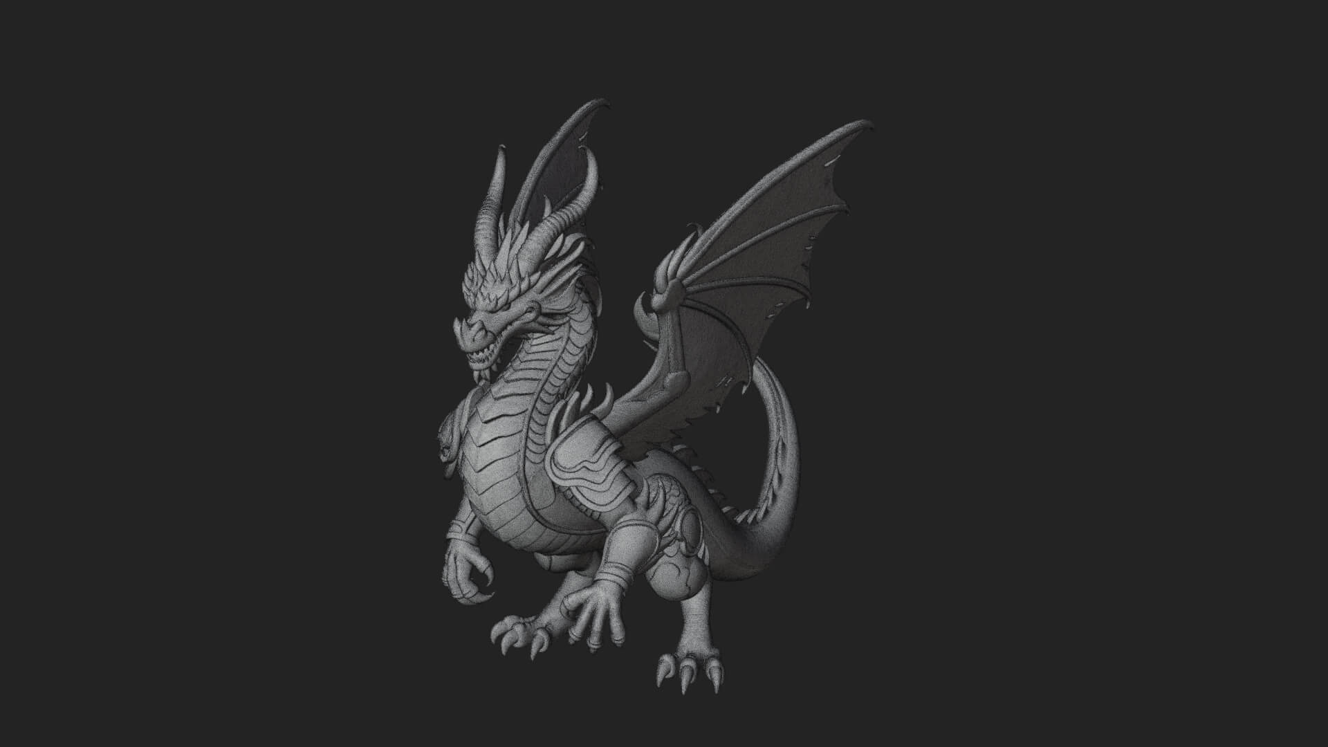 Winged Dragon Statue Design 40 3D Print Model 3D Model