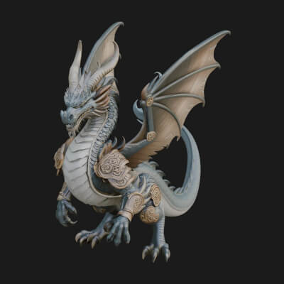 Winged Dragon Statue Design 40 3D Print Model