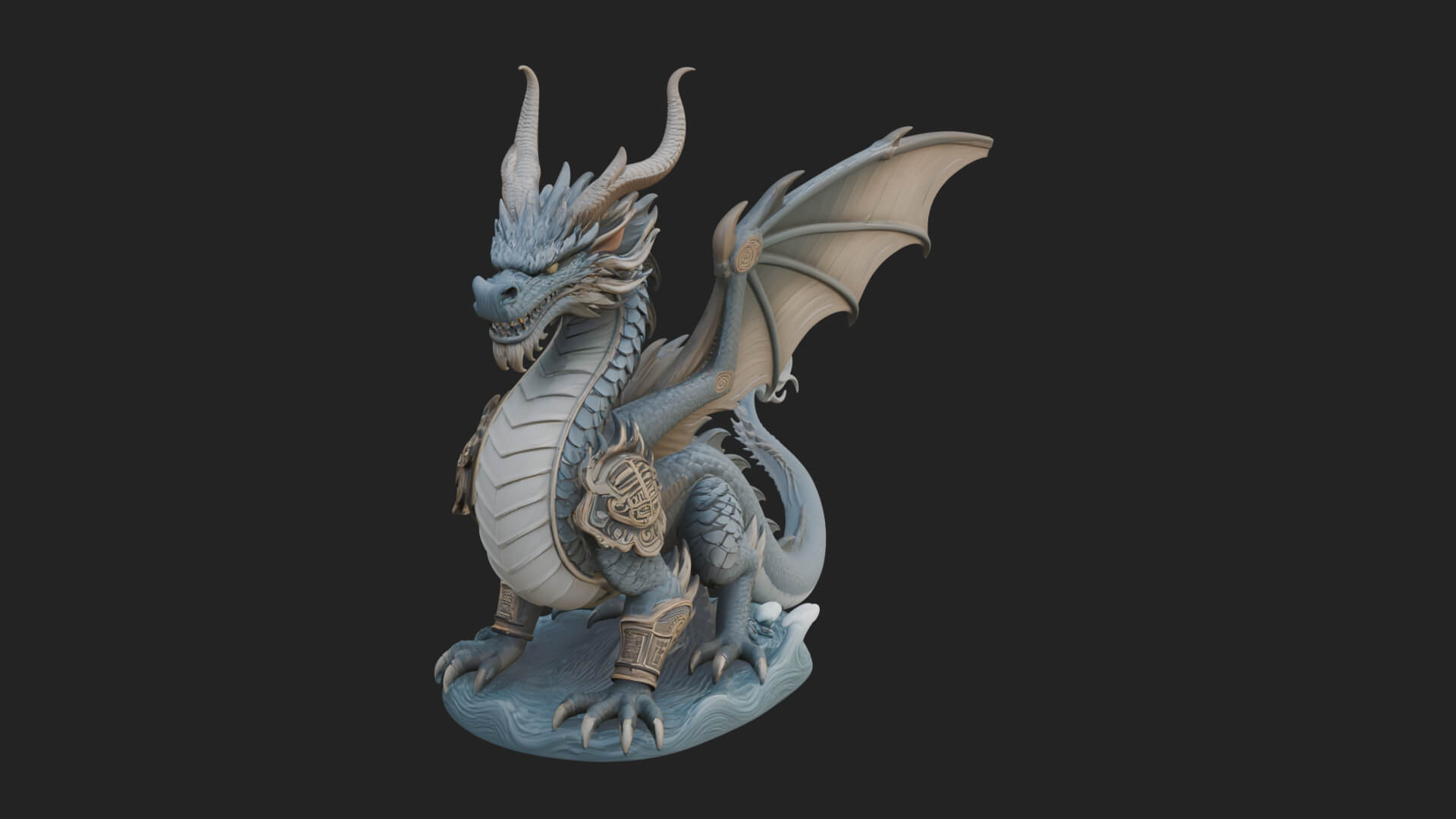 Winged Dragon Statue Design 41 3D Print Model 3D Model