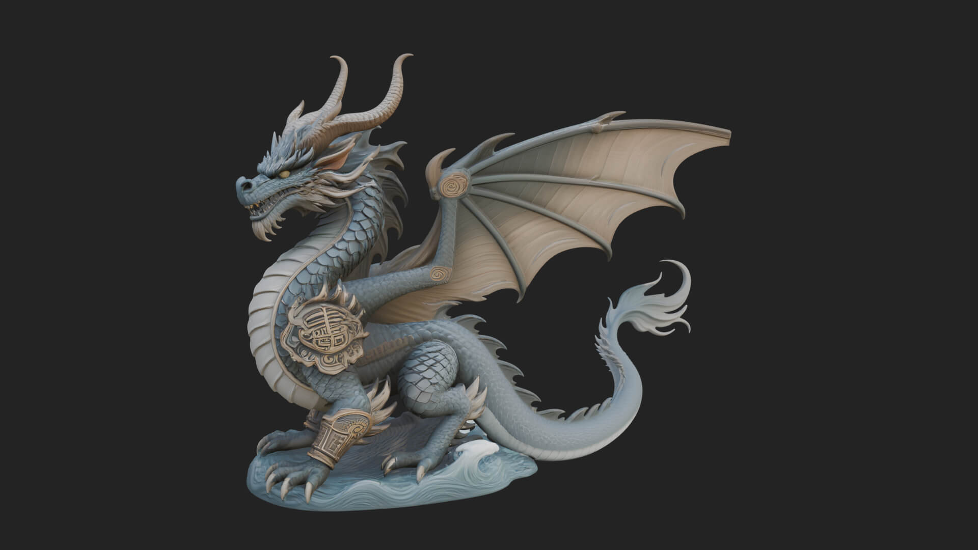 Winged Dragon Statue Design 41 3D Print Model 3D Model