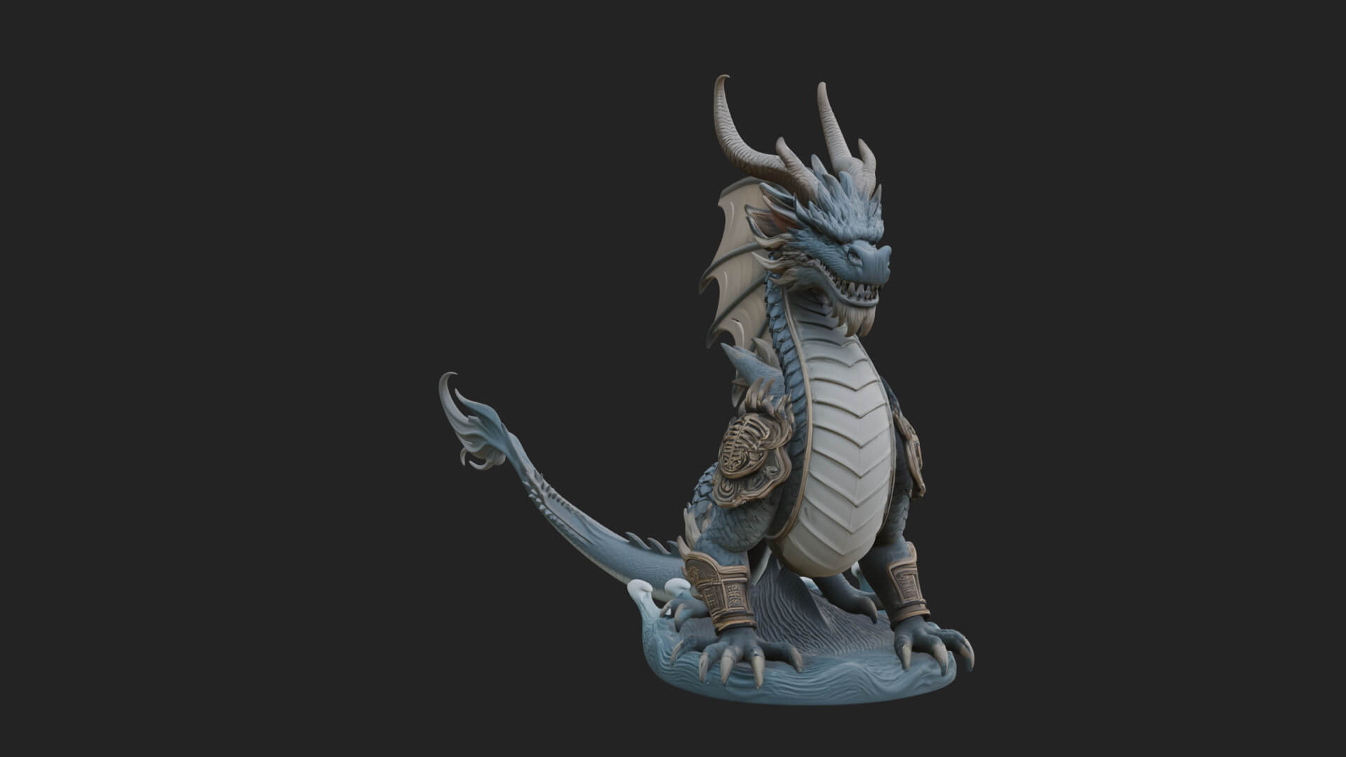 Winged Dragon Statue Design 41 3D Print Model 3D Model