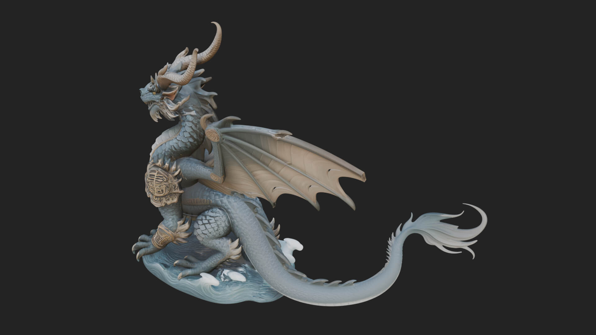 Winged Dragon Statue Design 41 3D Print Model 3D Model