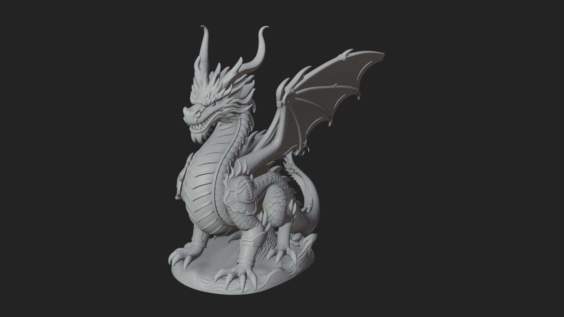 Winged Dragon Statue Design 41 3D Print Model 3D Model