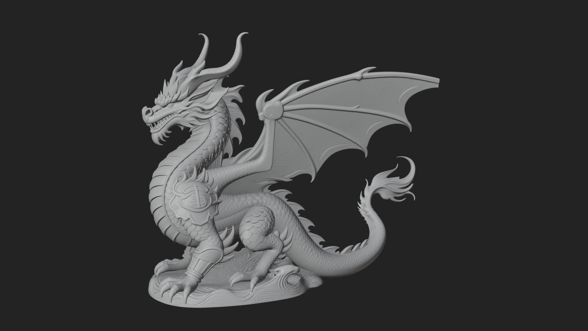 Winged Dragon Statue Design 41 3D Print Model 3D Model