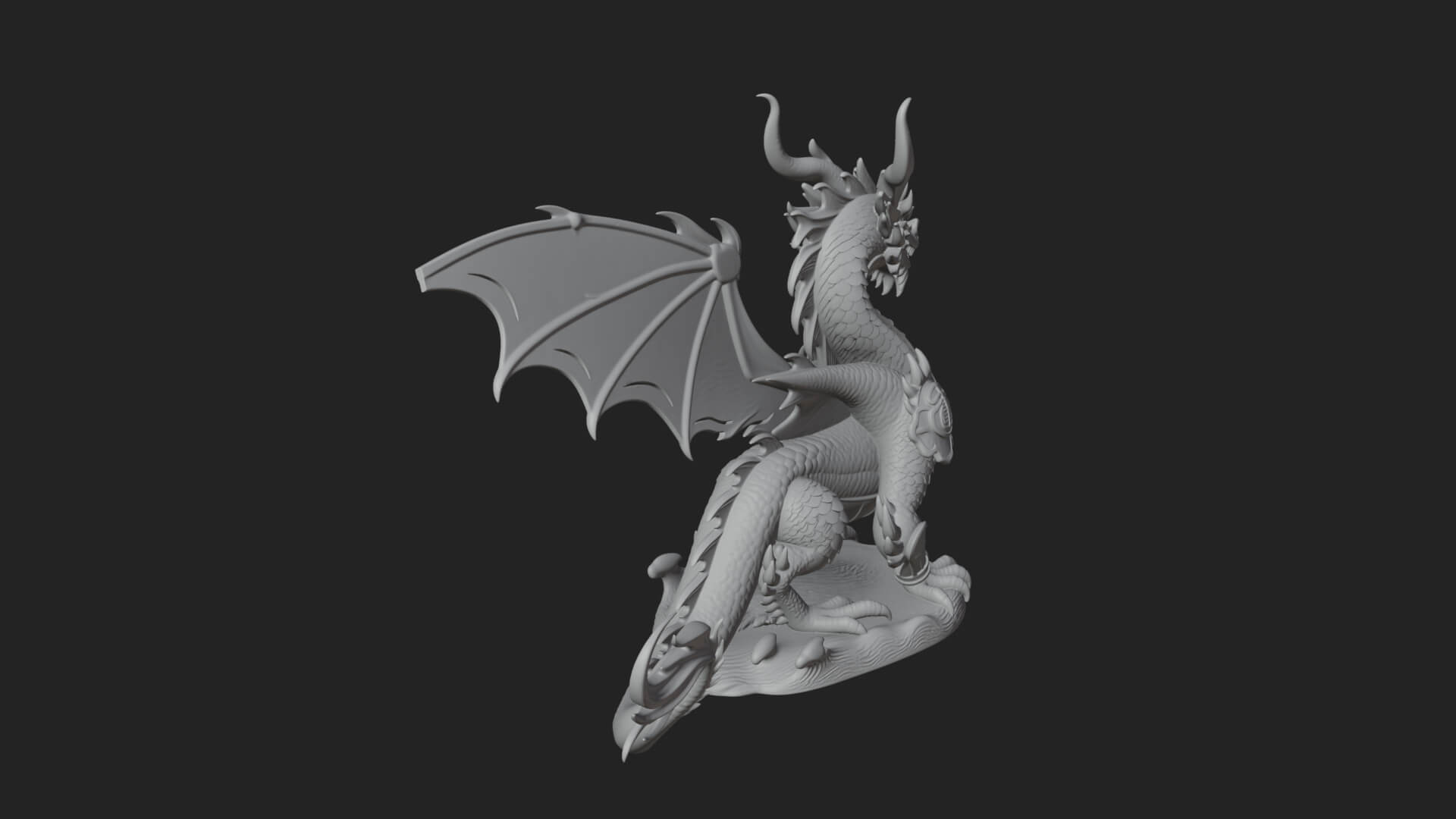 Winged Dragon Statue Design 41 3D Print Model 3D Model