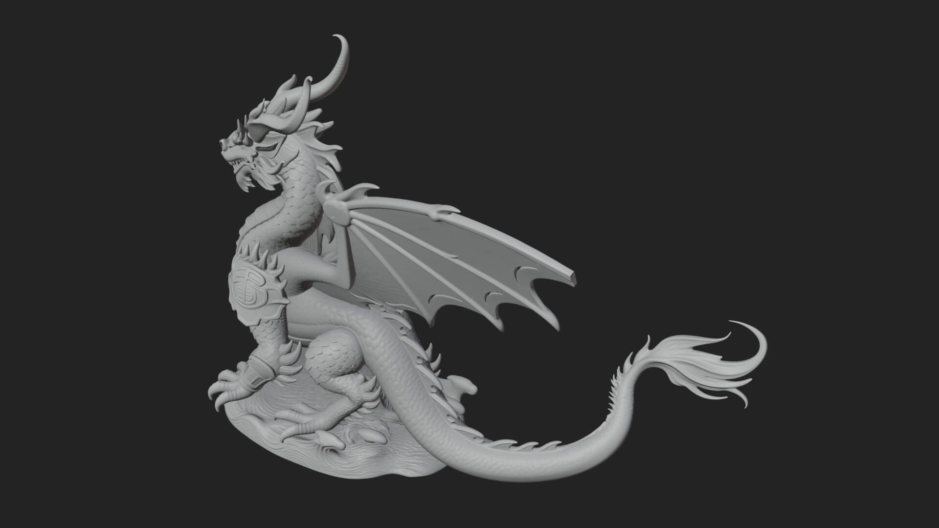 Winged Dragon Statue Design 41 3D Print Model 3D Model
