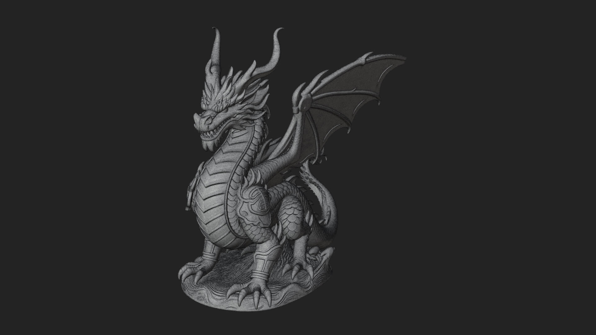Winged Dragon Statue Design 41 3D Print Model 3D Model