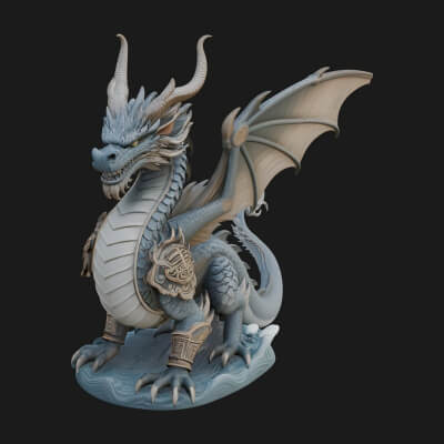 Winged Dragon Statue Design 41 3D Print Model