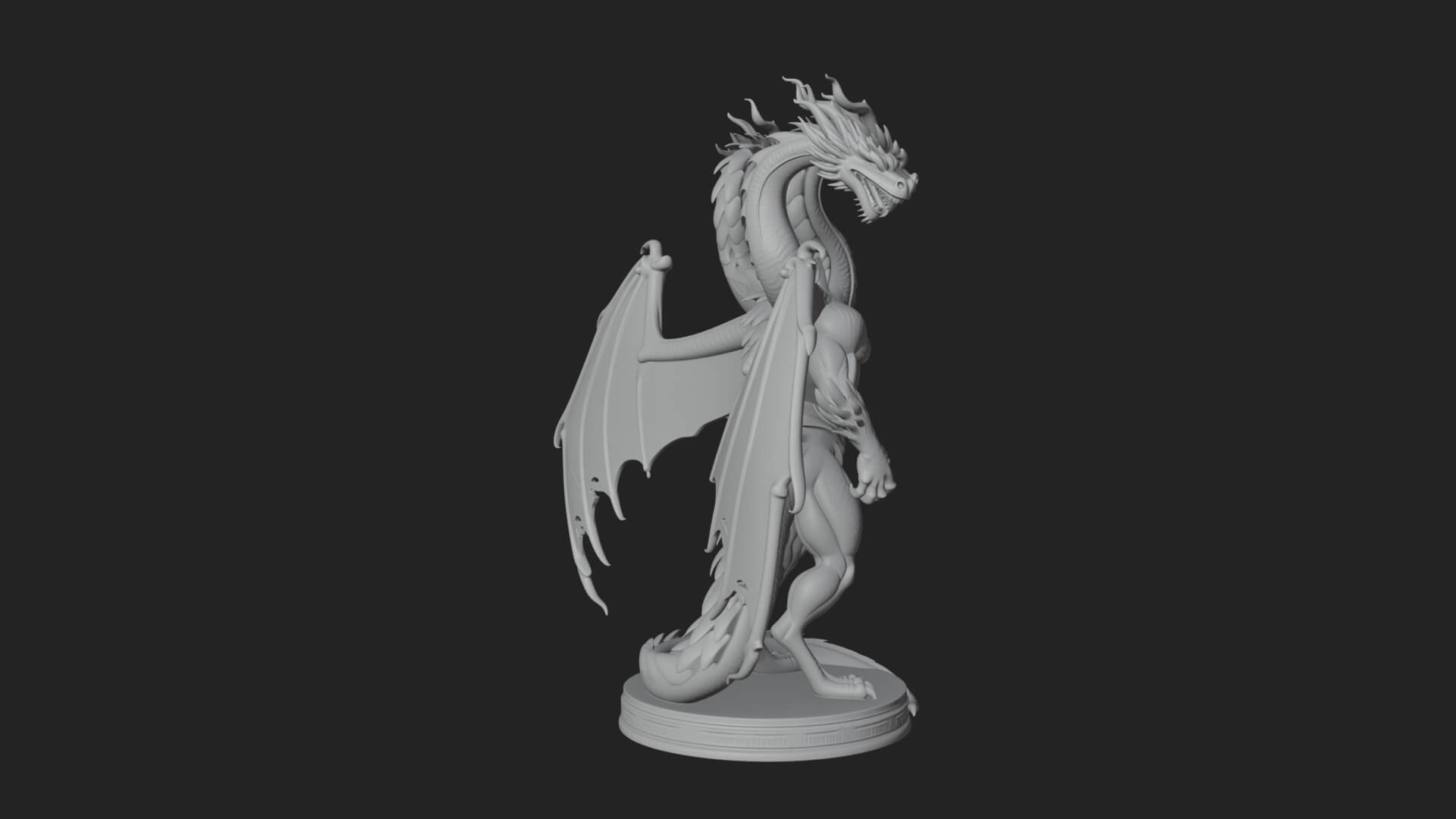 Winged Dragon Statue Design 42 3D Print Model 3D Model
